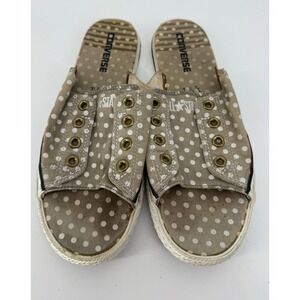 Converse All Star Cutaway Open Toe Slide Sandals Polka Dot Canvas Beige Womens 8